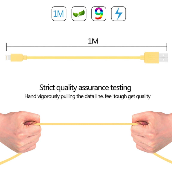 HAWEEL 1m High Speed 35 Cores 8 Pin to USB Sync Charging Cable for iPhone, iPad(Yellow)