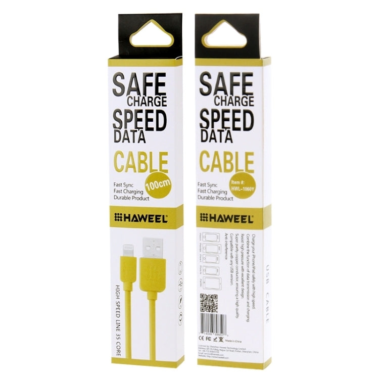 HAWEEL 1m High Speed 35 Cores 8 Pin to USB Sync Charging Cable for iPhone, iPad(Yellow)