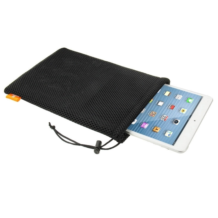 HAWEEL Nylon Mesh Drawstring Pouch Bag with Stay Cord for up to 7.9 inch Screen iPad and Tablet, Size: 24cm x 16cm(Black)