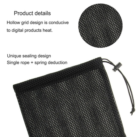 HAWEEL Nylon Mesh Drawstring Pouch Bag with Stay Cord for up to 7.9 inch Screen iPad and Tablet, Size: 24cm x 16cm(Black)