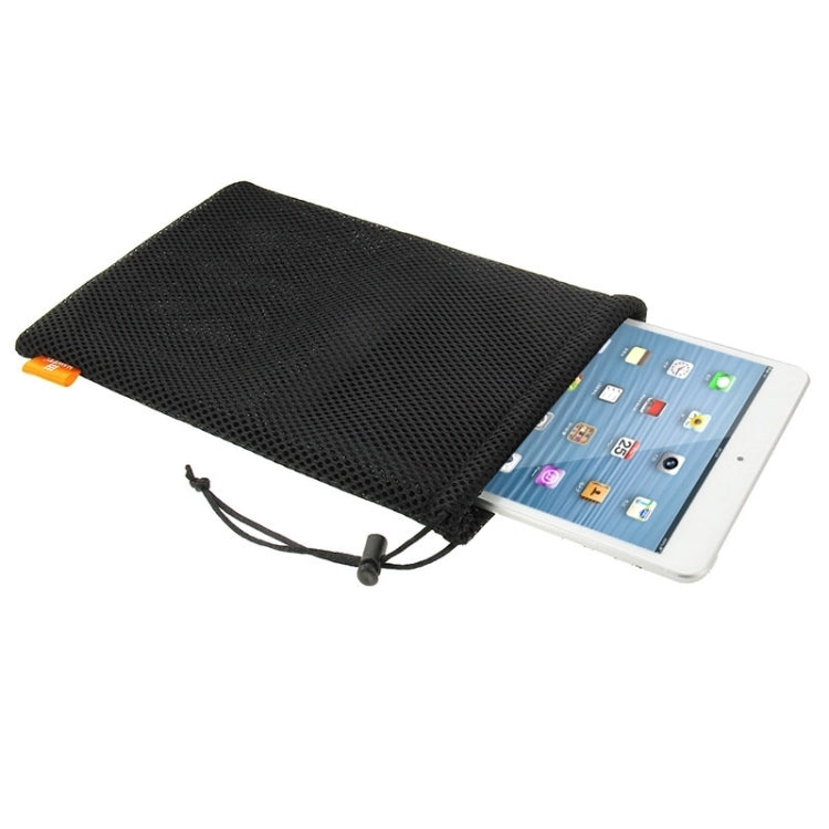 HAWEEL Nylon Mesh Drawstring Pouch Bag with Stay Cord for up to 7.9 inch Screen iPad and Tablet, Size: 24cm x 16cm(Black)