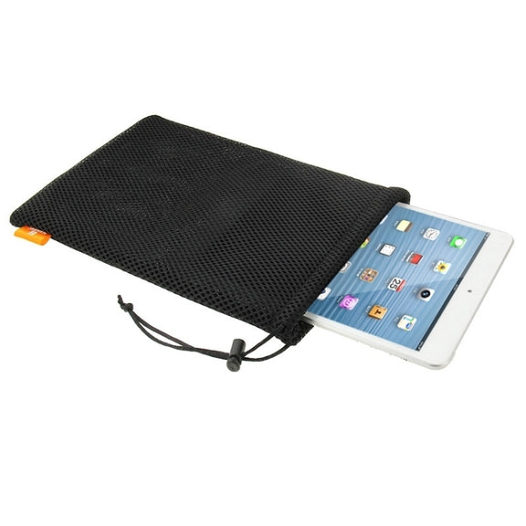 HAWEEL Nylon Mesh Drawstring Pouch Bag with Stay Cord for up to 7.9 inch Screen iPad and Tablet, Size: 24cm x 16cm(Black)