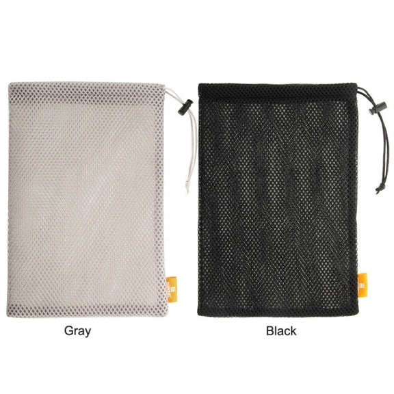 HAWEEL Nylon Mesh Drawstring Pouch Bag with Stay Cord for up to 7.9 inch Screen iPad and Tablet, Size: 24cm x 16cm(Black)