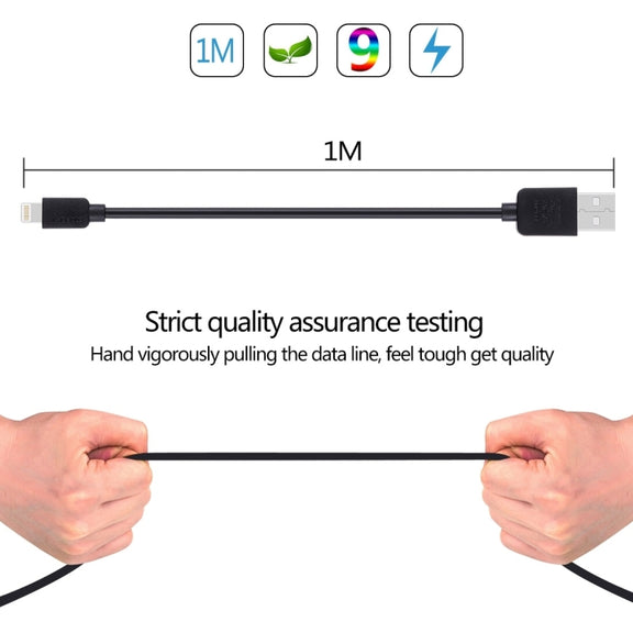 2 PCS HAWEEL 1m High Speed 8 pin to USB Sync and Charging Cable Kit for iPhone, iPad(Black)