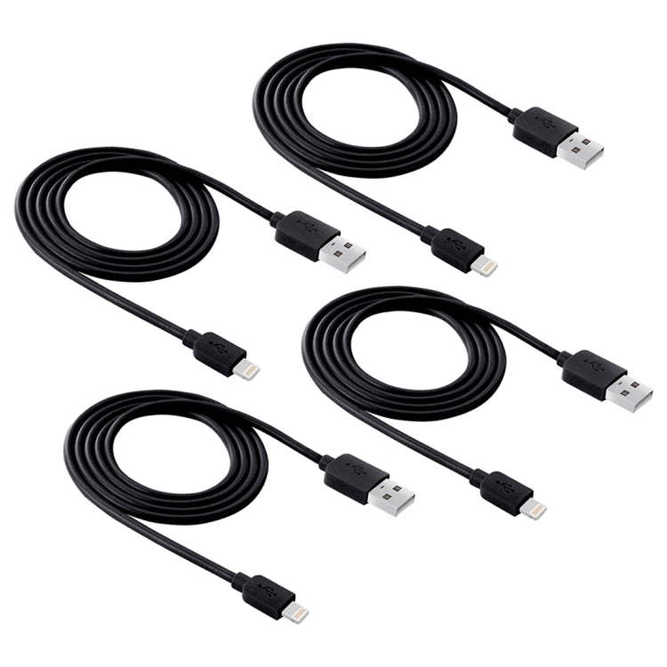 4 PCS HAWEEL 1m High Speed 8 pin to USB Sync and Charging Cable Kit for iPhone, iPad(Black)
