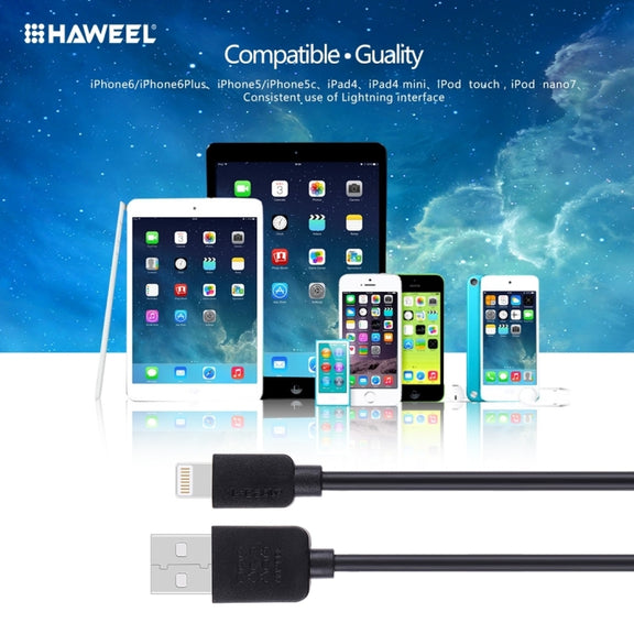 5 PCS HAWEEL 1m High Speed 8 pin to USB Sync and Charging Cable Kit for iPhone, iPad(Black)