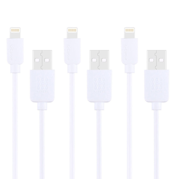 3 PCS HAWEEL 1m High Speed 8 pin to USB Sync and Charging Cable Kit for iPhone, iPad(White)