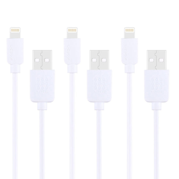 3 PCS HAWEEL 1m High Speed 8 pin to USB Sync and Charging Cable Kit for iPhone, iPad(White)