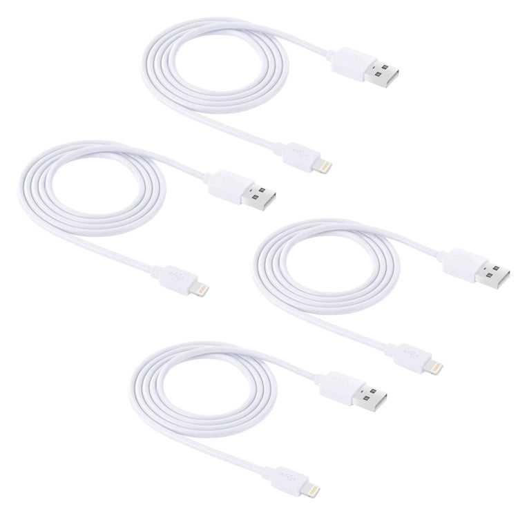 4 PCS HAWEEL 1m High Speed 8 pin to USB Sync and Charging Cable Kit for iPhone, iPad(White)