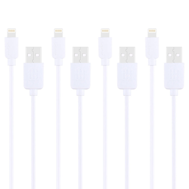 4 PCS HAWEEL 1m High Speed 8 pin to USB Sync and Charging Cable Kit for iPhone, iPad(White)