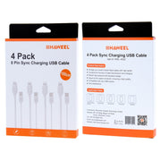 4 PCS HAWEEL 1m High Speed 8 pin to USB Sync and Charging Cable Kit for iPhone, iPad(White)