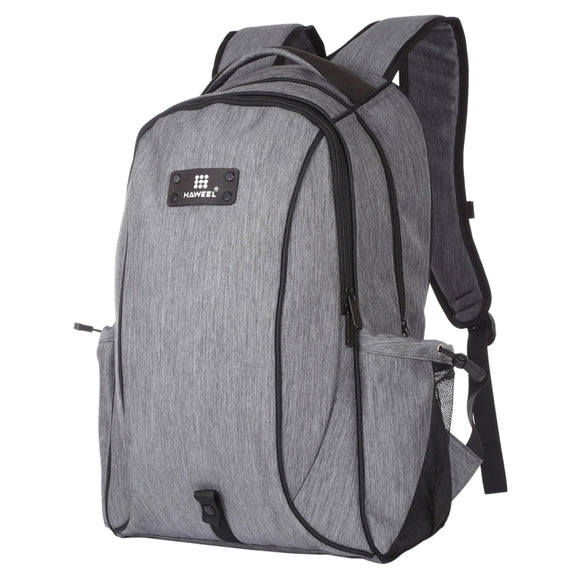 HAWEEL 14W Foldable Removable Solar Power Outdoor Portable Canvas Dual Shoulders Laptop Backpack, USB Output: 5V 2.1A Max(Grey)