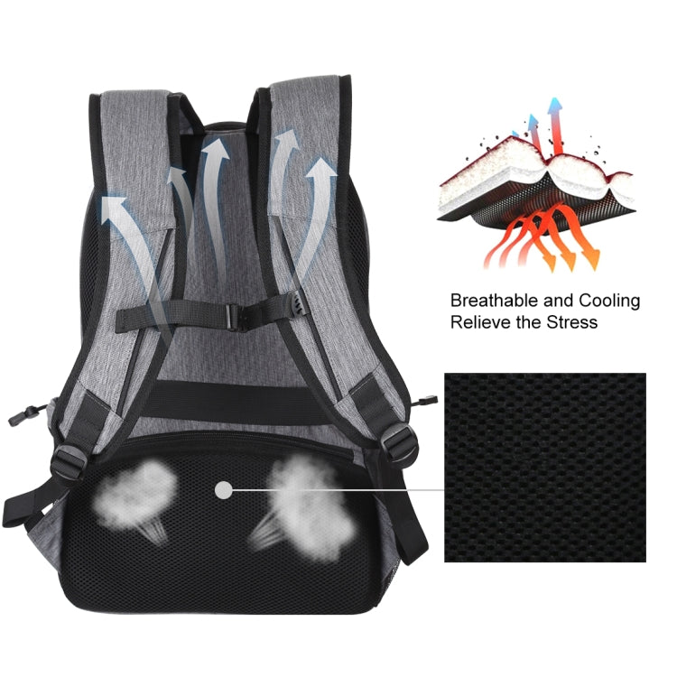 HAWEEL 14W Foldable Removable Solar Power Outdoor Portable Canvas Dual Shoulders Laptop Backpack, USB Output: 5V 2.1A Max(Grey)