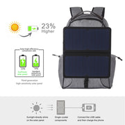 HAWEEL 14W Foldable Removable Solar Power Outdoor Portable Canvas Dual Shoulders Laptop Backpack, USB Output: 5V 2.1A Max(Grey)
