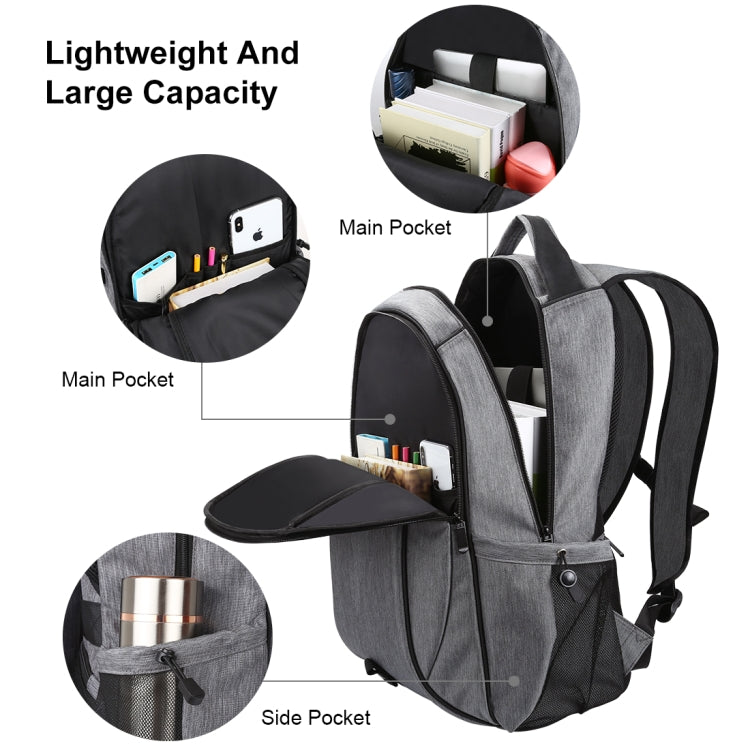 HAWEEL 14W Foldable Removable Solar Power Outdoor Portable Canvas Dual Shoulders Laptop Backpack, USB Output: 5V 2.1A Max(Grey)