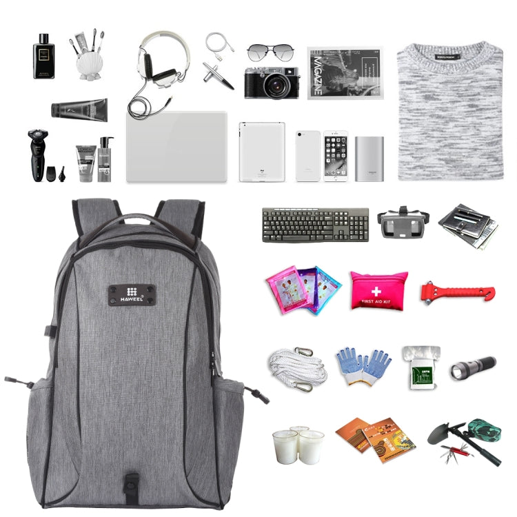 HAWEEL 14W Foldable Removable Solar Power Outdoor Portable Canvas Dual Shoulders Laptop Backpack, USB Output: 5V 2.1A Max(Grey)