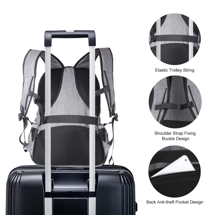HAWEEL 14W Foldable Removable Solar Power Outdoor Portable Canvas Dual Shoulders Laptop Backpack, USB Output: 5V 2.1A Max(Grey)