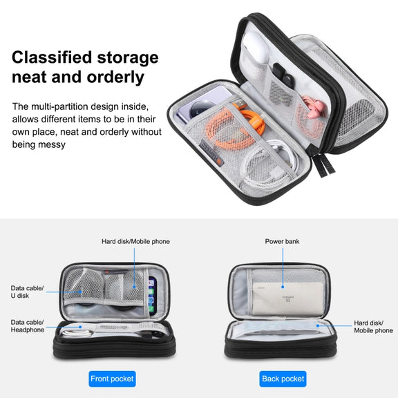 HAWEEL Electronic Organizer Double Layers Storage Bag for Cables, Charger, Power Bank, Phones, Earphones(Black)