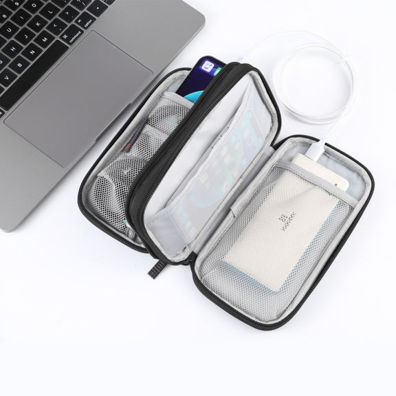 HAWEEL Electronic Organizer Double Layers Storage Bag for Cables, Charger, Power Bank, Phones, Earphones(Black)