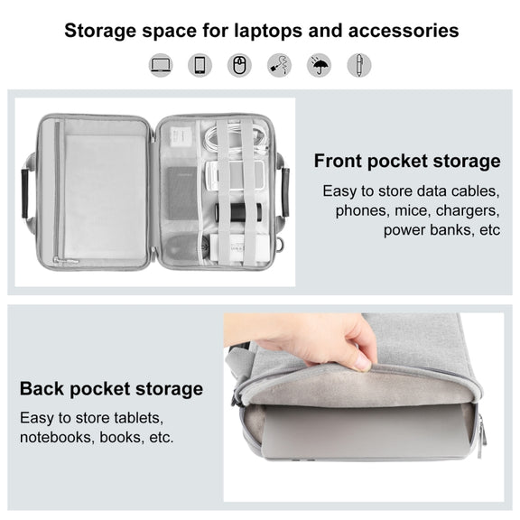 HAWEEL 15.0 inch -16.0 inch Briefcase Crossbody Laptop Bag For Macbook, Lenovo Thinkpad, ASUS, HP(Grey)