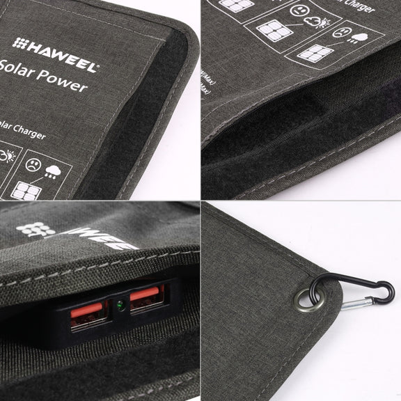 HAWEEL 28W Foldable Solar Panel Charger with 5V 3A Max Dual USB Ports