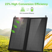 HAWEEL 12W 2 Panels Foldable Solar Panel Charger Bag with 5V / 3.1A Max Dual USB Ports, Support QC3.0 and AFC