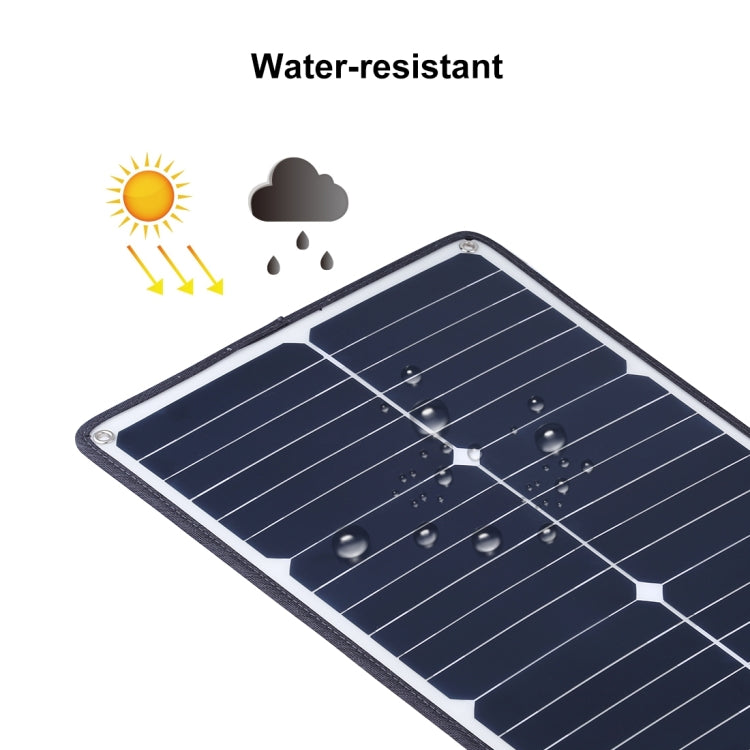 HAWEEL Portable 20W Monocrystalline Silicon Solar Power Panel Charger, with USB Port & Holder & Tiger Clip, Support QC3.0 and AFC(Black)