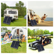 HAWEEL Portable 20W Monocrystalline Silicon Solar Power Panel Charger, with USB Port & Holder & Tiger Clip, Support QC3.0 and AFC(Black)