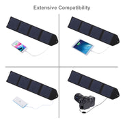 HAWEEL 14W Ultrathin Foldable Solar Panel Charger with 5V / 2.2A USB Port, Support QC3.0 and AFC(Black)