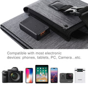 HAWEEL 14W Ultrathin Foldable Solar Panel Charger with 5V / 2.2A USB Port, Support QC3.0 and AFC(Black)