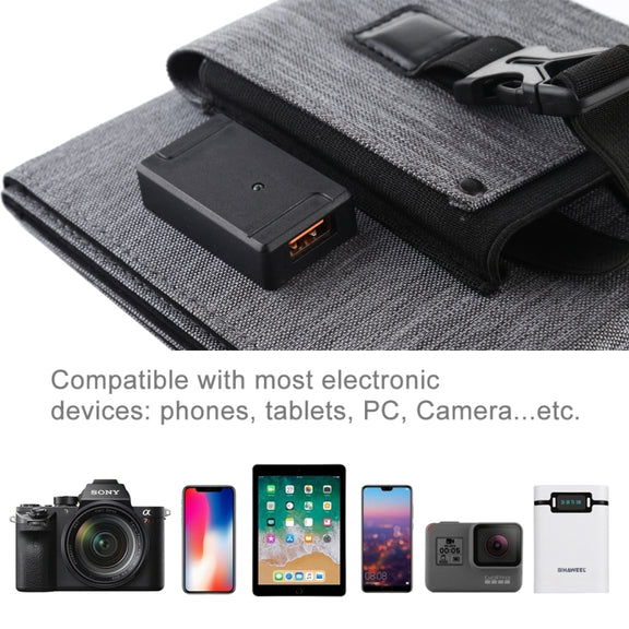 HAWEEL 14W Ultrathin Foldable Solar Panel Charger with 5V / 2.2A USB Port, Support QC3.0 and AFC(Black)