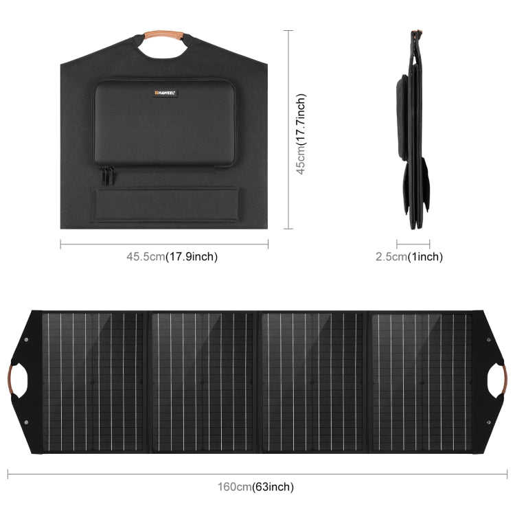 HAWEEL 100W Foldable Solar Panel Charger Travel Folding Bag (Black)
