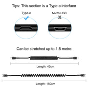HAWEEL 1.5m 5A USB-C / Type-C to USB-C / Type-C Retractable Coiled PD Fast Charging Cable