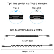 HAWEEL 2m 5A USB-C / Type-C to USB-C / Type-C Retractable Coiled PD Fast Charging Cable