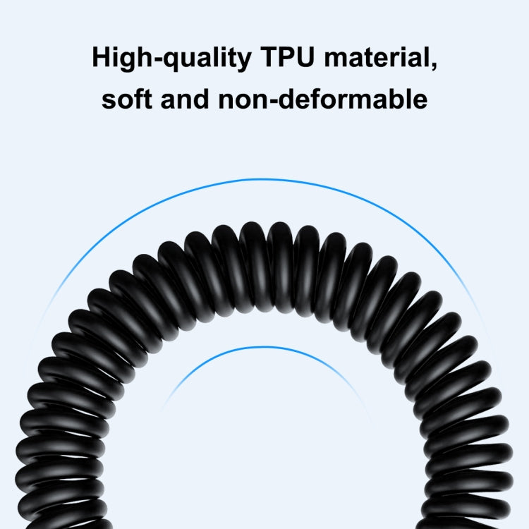 HAWEEL 2m 5A USB-C / Type-C to USB-C / Type-C Retractable Coiled PD Fast Charging Cable