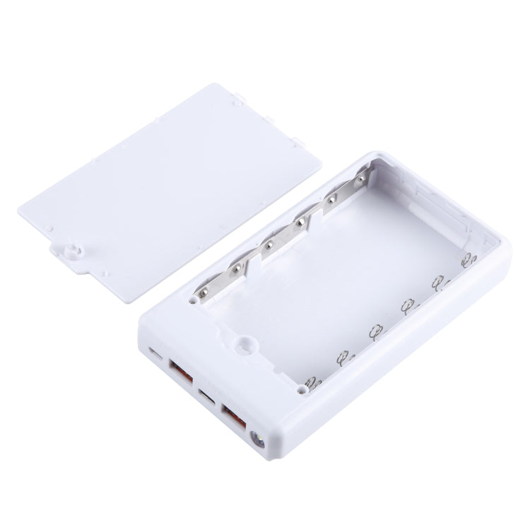 HAWEEL DIY 6 x 18650 Battery 24W Fast Charge Power Bank Box Case with Display, Not Include Battery (White)