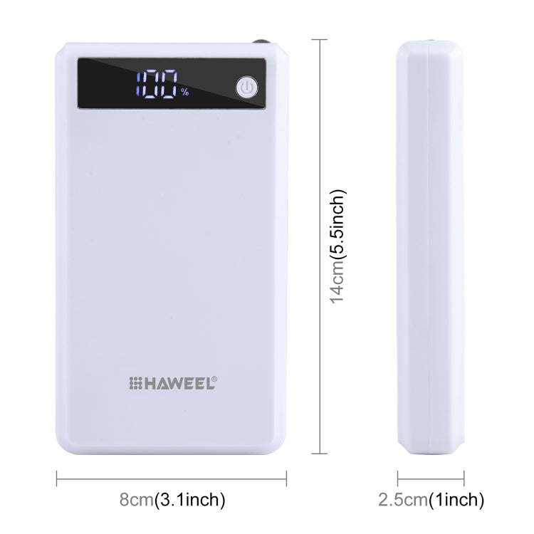 HAWEEL DIY 6 x 18650 Battery 24W Fast Charge Power Bank Box Case with Display, Not Include Battery (White)