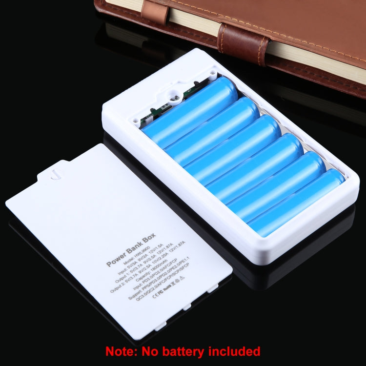 HAWEEL DIY 6 x 18650 Battery 24W Fast Charge Power Bank Box Case with Display, Not Include Battery (White)