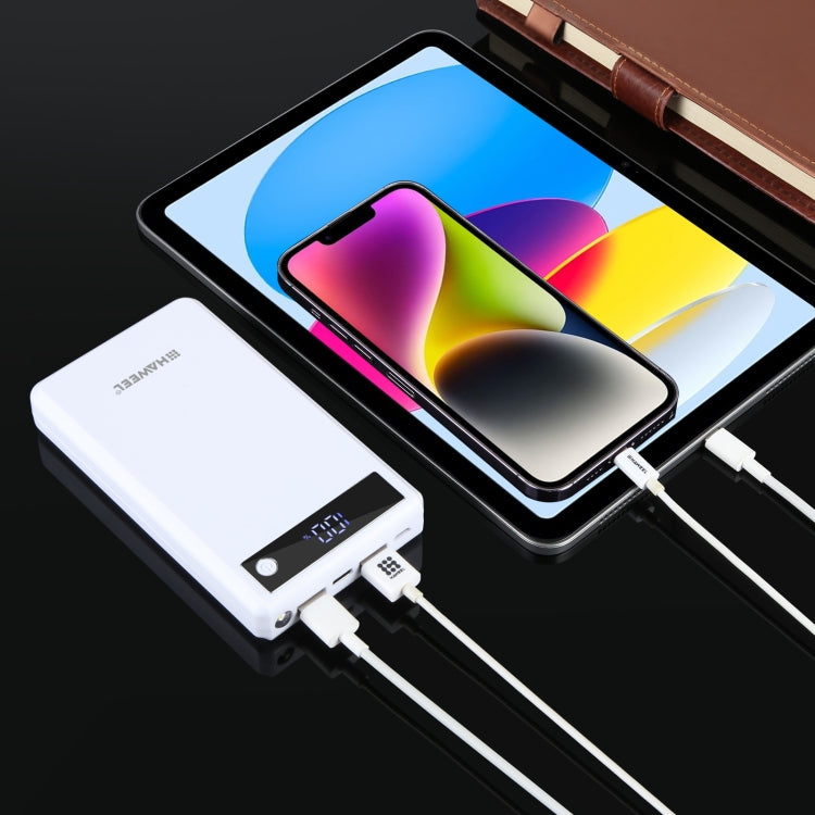 HAWEEL DIY 6 x 18650 Battery 24W Fast Charge Power Bank Box Case with Display, Not Include Battery (White)