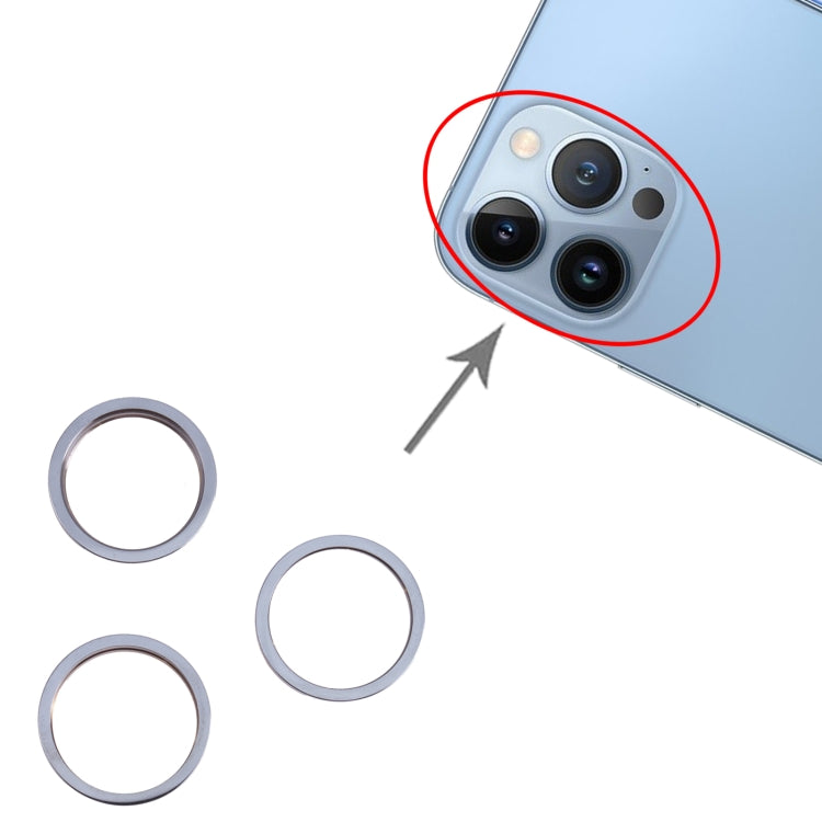 3 PCS Rear Camera Glass Lens Metal Outside Protector Hoop Ring for iPhone 13 Pro Max(Blue)