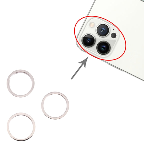 3 PCS Rear Camera Glass Lens Metal Outside Protector Hoop Ring for iPhone 13 Pro(White)