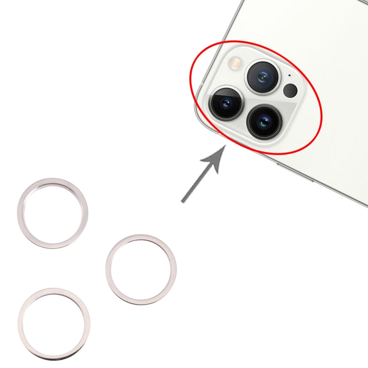 3 PCS Rear Camera Glass Lens Metal Outside Protector Hoop Ring for iPhone 13 Pro(White)