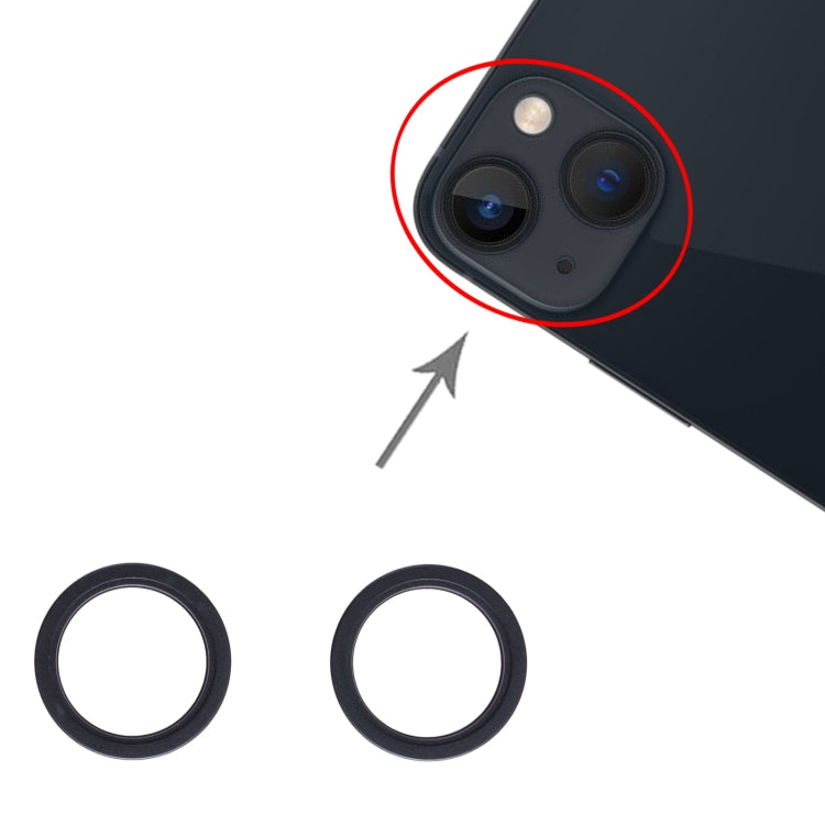 2 PCS Rear Camera Glass Lens Metal Outside Protector Hoop Ring for iPhone 13 mini(Black)