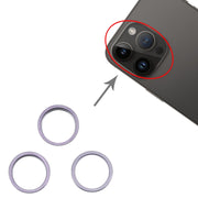 For iPhone 14 Pro 3PCS Rear Camera Glass Lens Metal Outside Protector Hoop Ring(Deep Purple)
