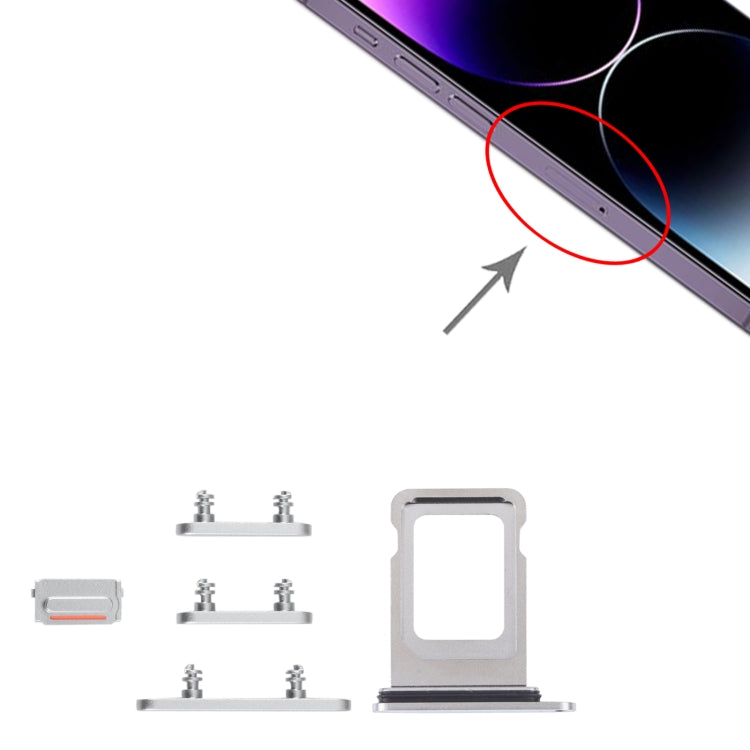 SIM Card Tray + SIM Card Tray + Side Keys for iPhone 14 Pro (Silver)
