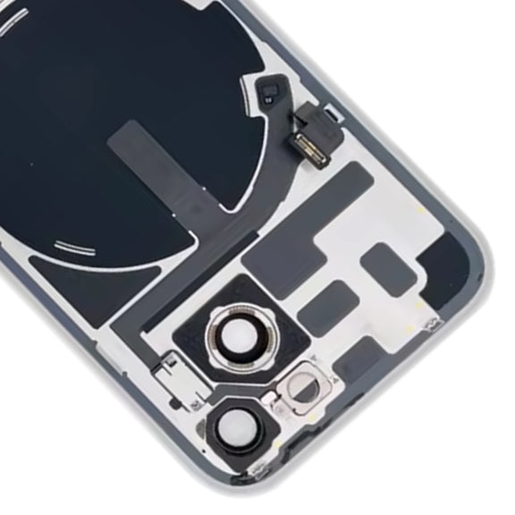 For iPhone 14 Glass Battery Back Cover with Flash Bracket + Wireless Charging Module(White)