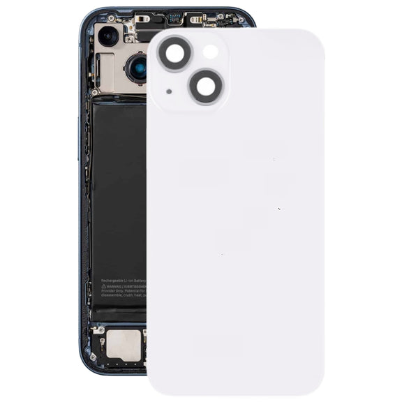 For iPhone 14 Glass Battery Back Cover with Flash Bracket + Wireless Charging Module(White)