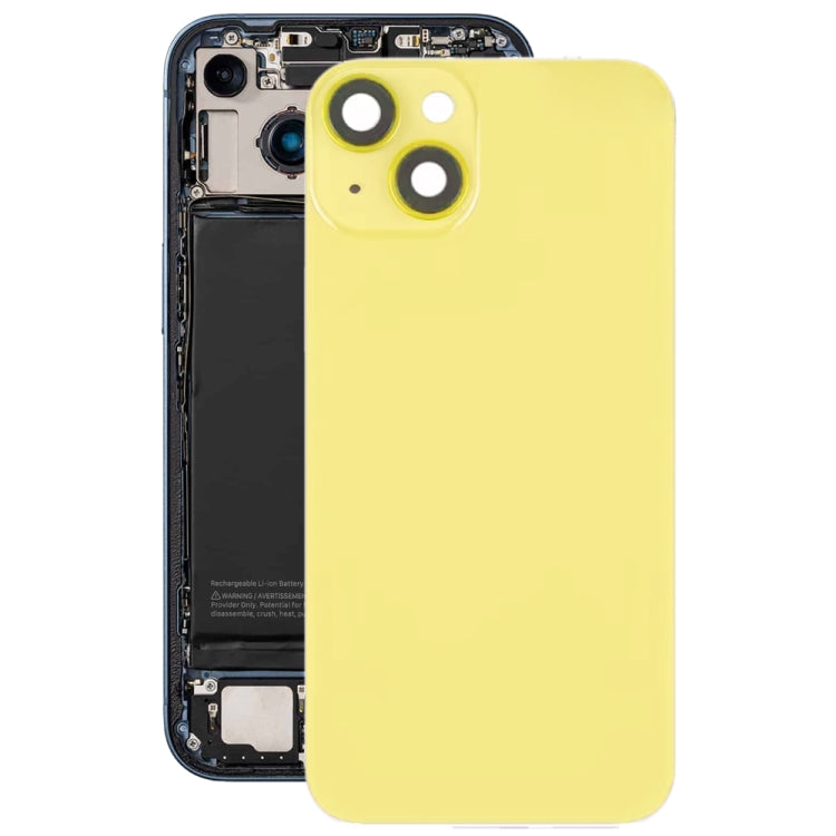 For iPhone 14 Glass Battery Back Cover with Flash Bracket + Wireless Charging Module(Yellow)