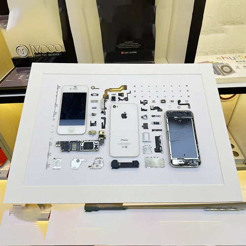 For iPhone 4 Non-Working Fake Dummy 3D Mobile Phone Photo Frame Mounting Disassemble Specimen Frame (White)