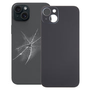 For iPhone 15 Plus Easy Replacement Big Camera Hole Glass Back Battery Cover(Black)